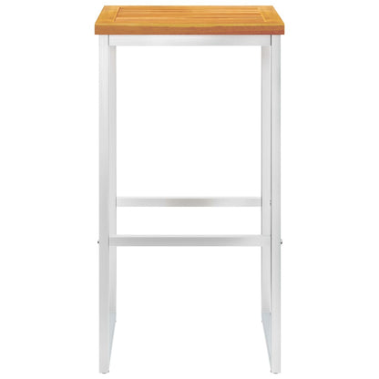 Sgabelli da Bar 2 pz in Legno Massello di Acacia e Acciaio Inox