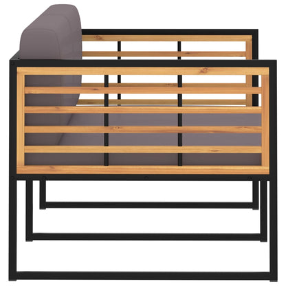 Panca da Giardino con Cuscini 136 cm Legno Acacia Grigio Scuro