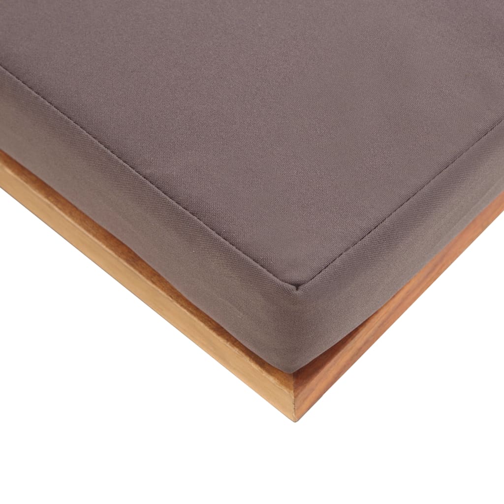 Poggiapiedi con Cuscino 66x66x36cm in Legno Acacia Grigio Scuro
