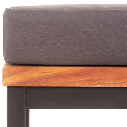 Poggiapiedi con Cuscino 66x66x36cm in Legno Acacia Grigio Scuro