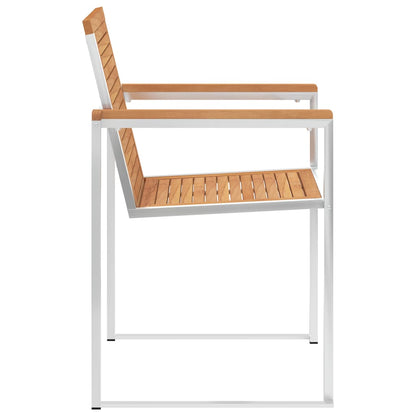 Sedie da Giardino 2 pz in Legno Massello di Teak e Acciaio Inox