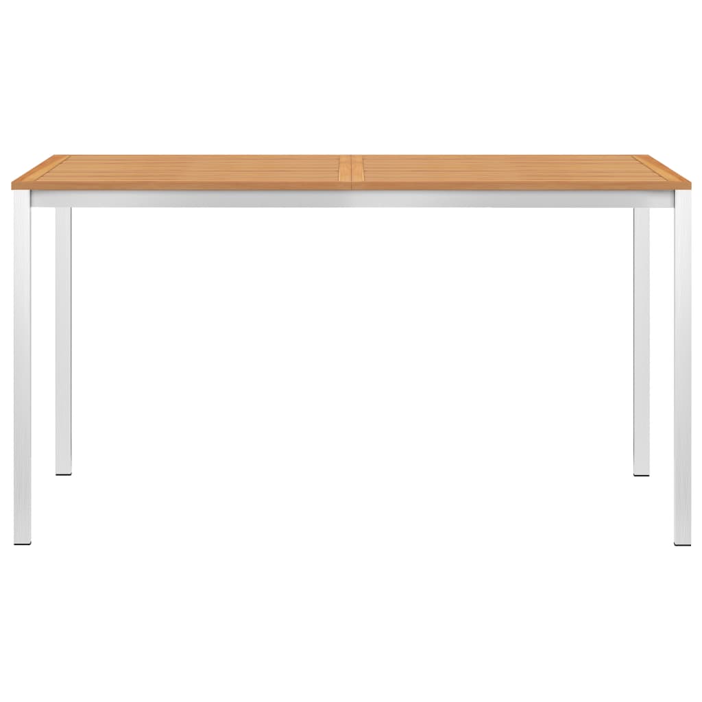 Tavolo da Pranzo Giardino 140x80x75cm Legno Teak e Acciaio Inox