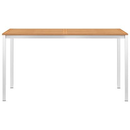 Tavolo da Pranzo Giardino 140x80x75cm Legno Teak e Acciaio Inox