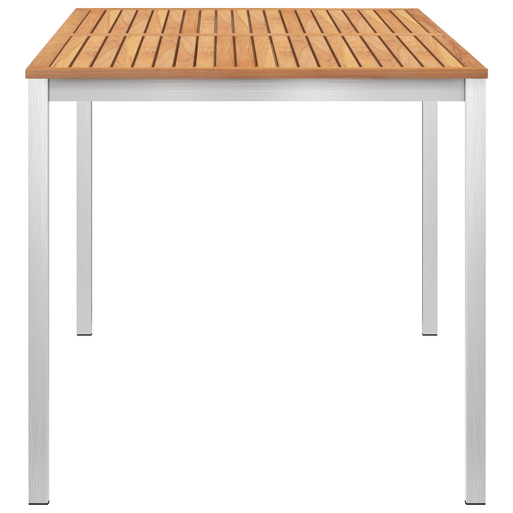 Tavolo da Pranzo Giardino 140x80x75cm Legno Teak e Acciaio Inox