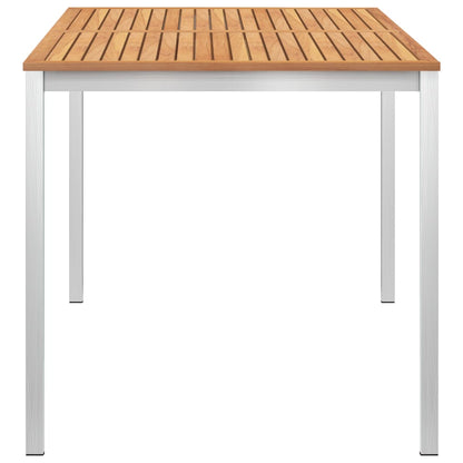 Tavolo da Pranzo Giardino 140x80x75cm Legno Teak e Acciaio Inox
