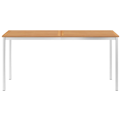 Tavolo da Pranzo Giardino 160x80x75cm Legno Teak e Acciaio Inox