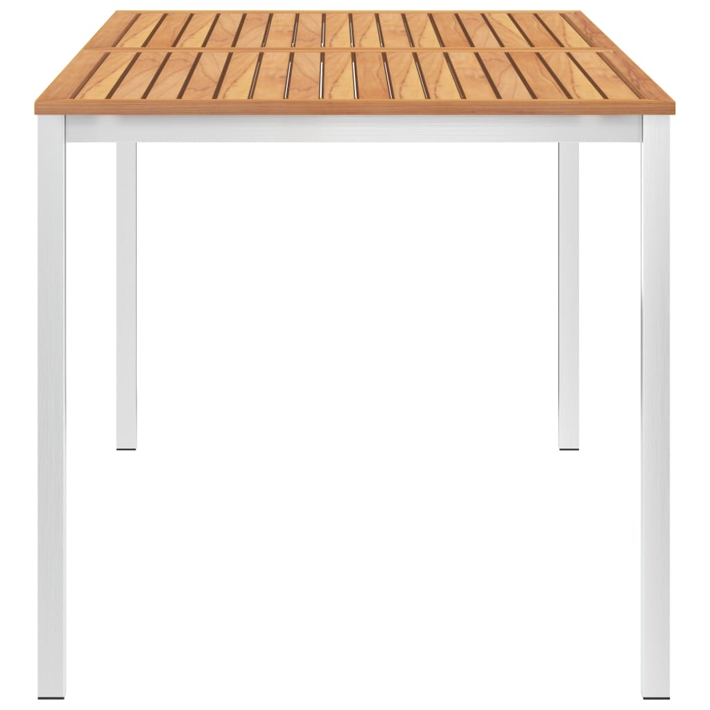 Tavolo da Pranzo Giardino 160x80x75cm Legno Teak e Acciaio Inox