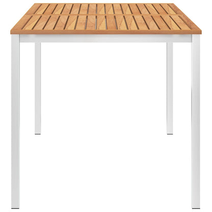 Tavolo da Pranzo Giardino 160x80x75cm Legno Teak e Acciaio Inox
