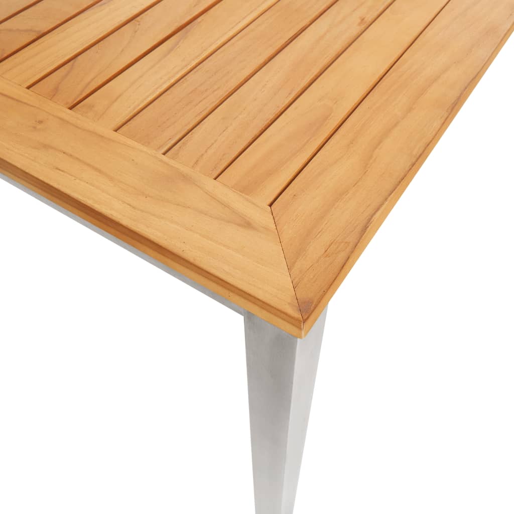 Tavolo da Pranzo Giardino 160x80x75cm Legno Teak e Acciaio Inox