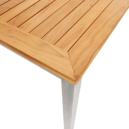 Tavolo da Pranzo Giardino 160x80x75cm Legno Teak e Acciaio Inox