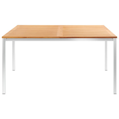 Tavolo da Pranzo Giardino 150x150x75cm in Teak e Acciaio Inox