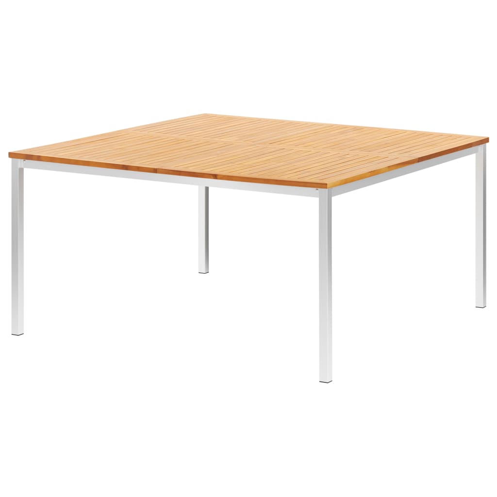 Tavolo da Pranzo Giardino 150x150x75cm in Teak e Acciaio Inox