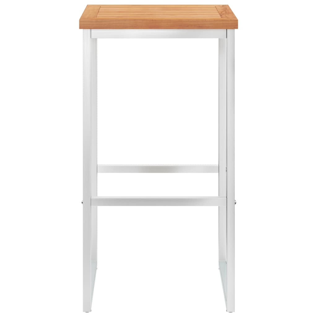 Sgabelli da Bar 2 pz in Legno Massello di Teak e Acciaio Inox