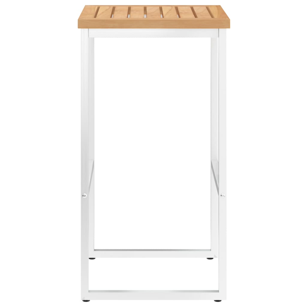 Sgabelli da Bar 2 pz in Legno Massello di Teak e Acciaio Inox