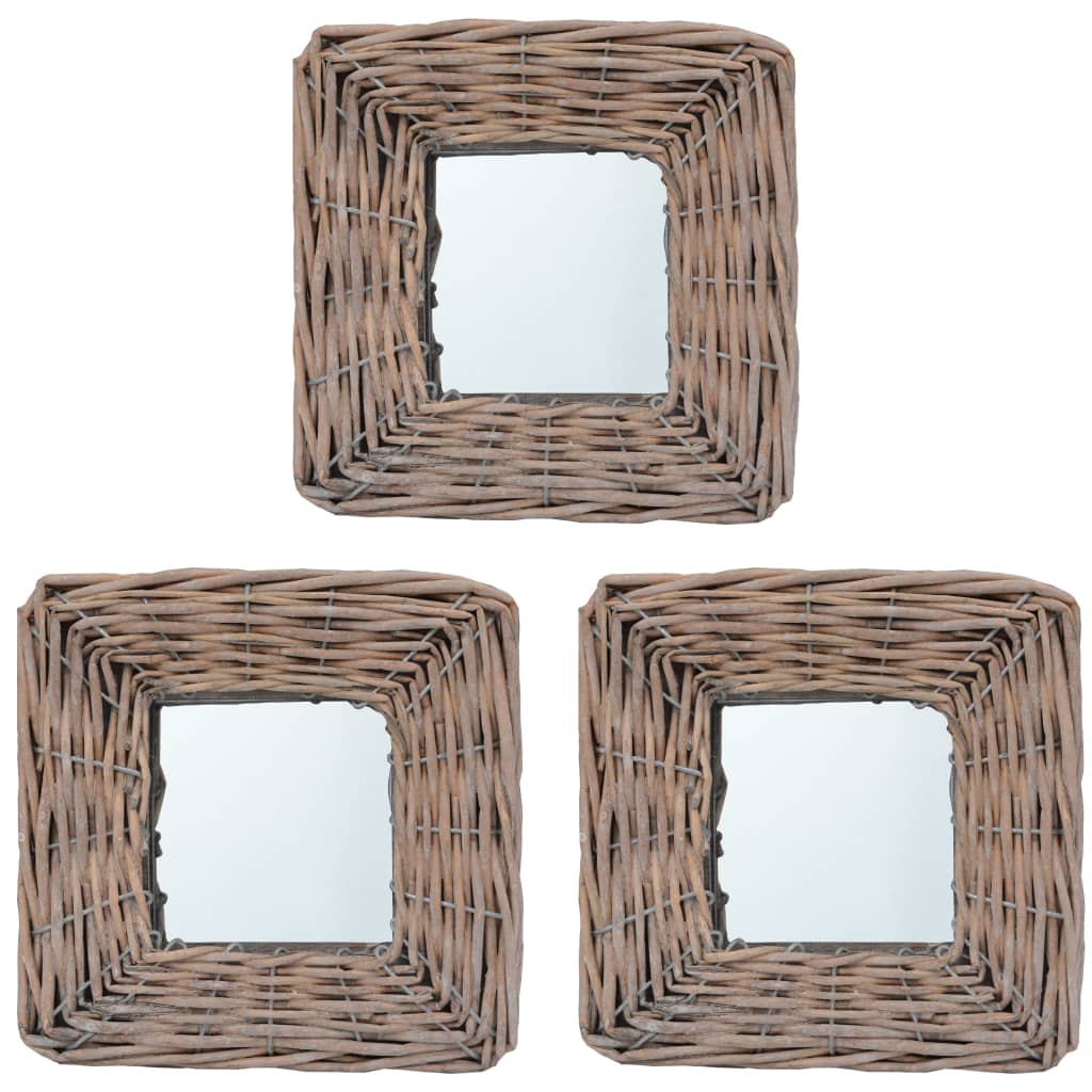 Specchi 3 pz 15x15 cm in Vimini