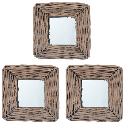 Specchi 3 pz 15x15 cm in Vimini