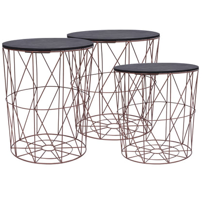 Tavolini da Salotto 3 pz Rame
