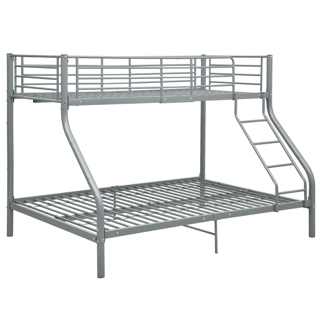 Letto a Castello Grigio in Metallo 140x200 cm/90x200 cm
