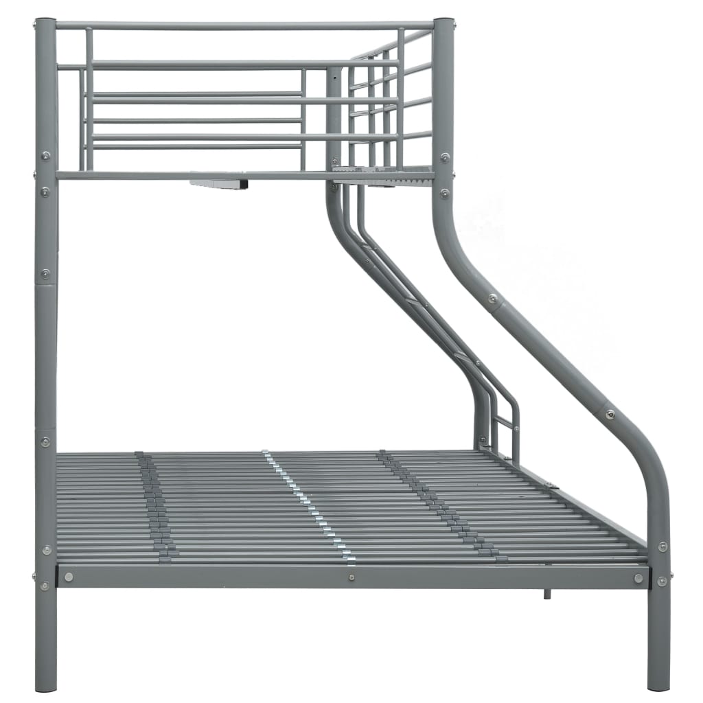 Letto a Castello Grigio in Metallo 140x200 cm/90x200 cm