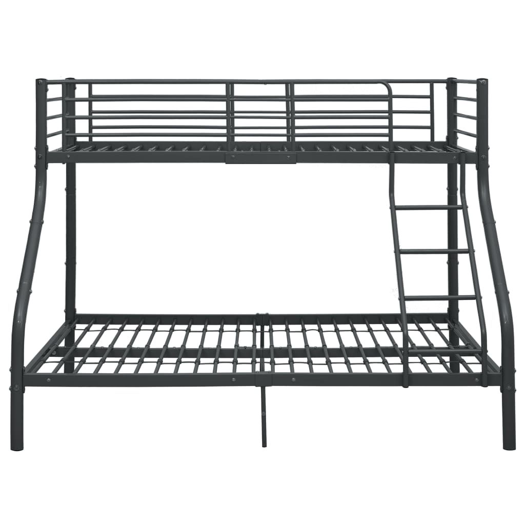 Letto a Castello Nero in Metallo 140x200 cm/90x200 cm