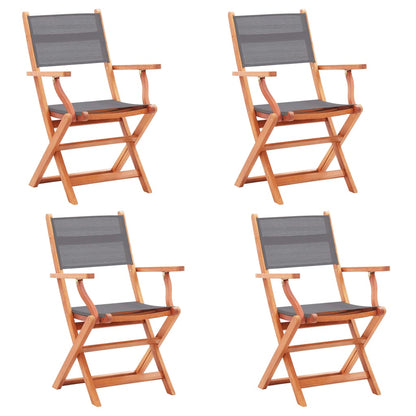 Sedie da Giardino Pieghevoli 4 pz Grigio Eucalipto e Textilene