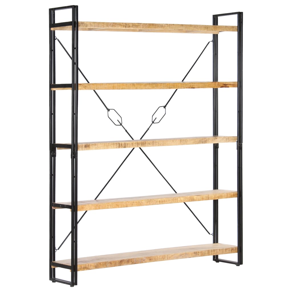 Libreria a 5 Ripiani 140x30x180 cm in Legno Massello di Mango