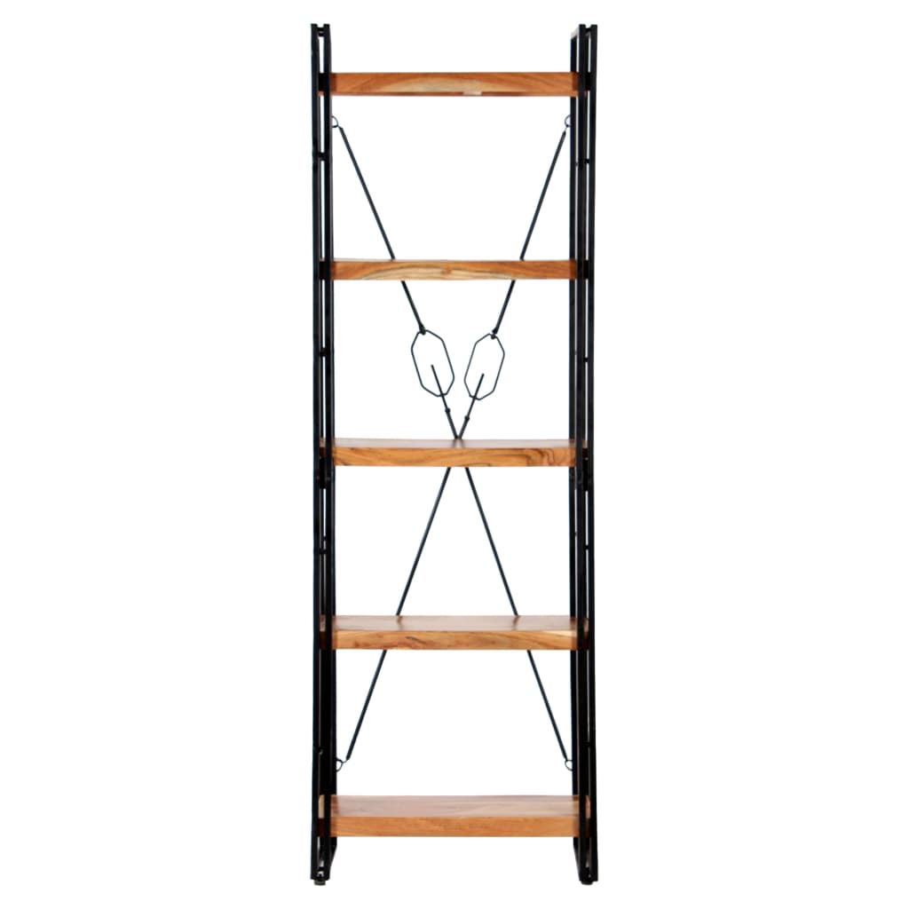 Libreria a 5 Ripiani 60x30x180 cm in Legno Massello di Acacia