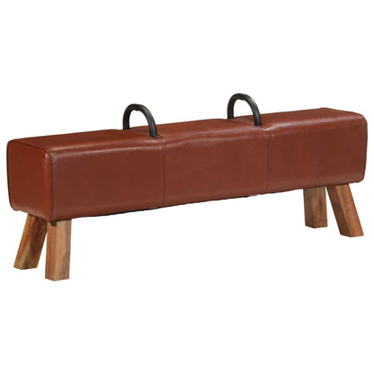 Panca Turnbock Vintage con Maniglie in Vera Pelle di Capra