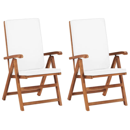 Sedie da Giardino con Cuscini 2 pz Legno Massello di Teak Crema