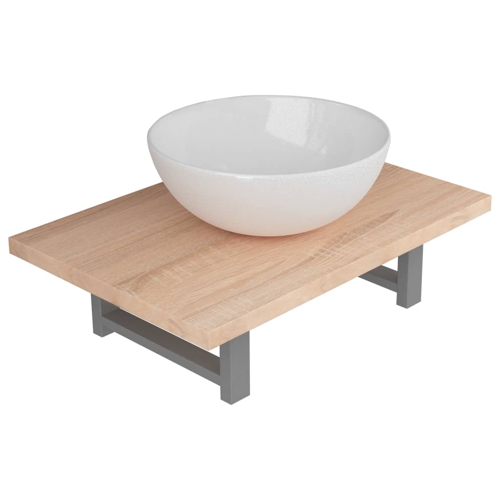Set Mobili da Bagno 2 pz Ceramica Rovere