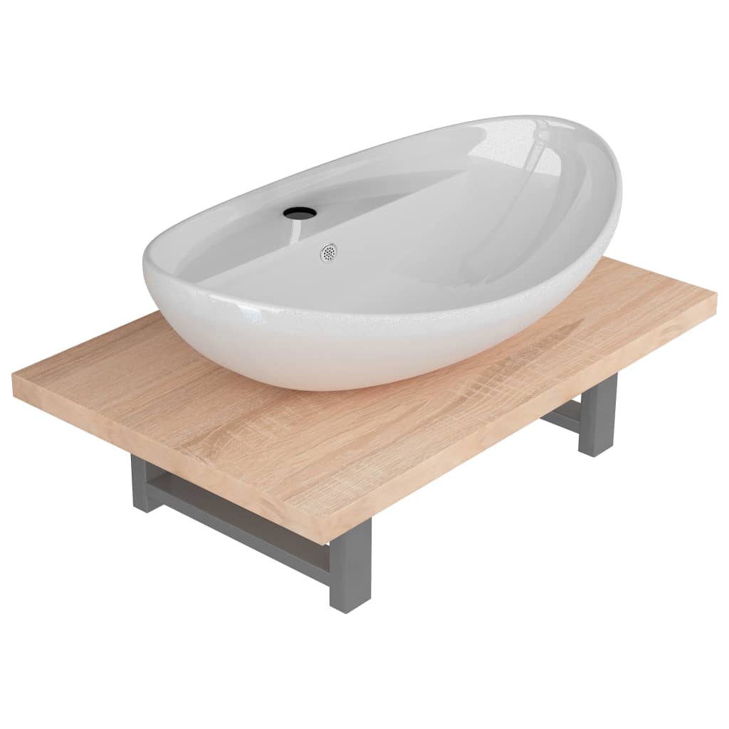 Set Mobili da Bagno 2 pz Ceramica Rovere