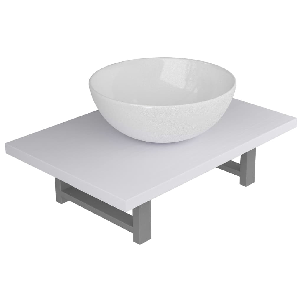 Set Mobili da Bagno 2 pz Ceramica Bianco