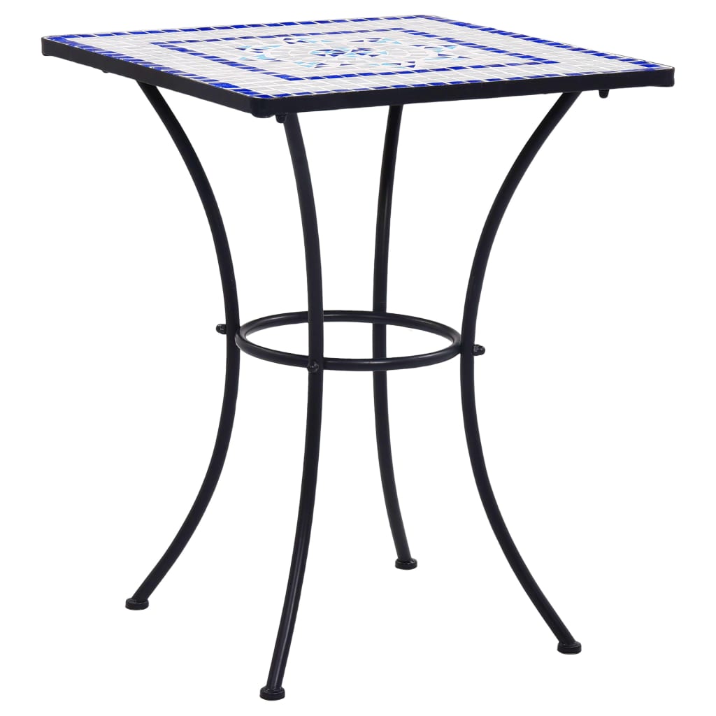 Set BistrÃƒÂ² 3 pz con Mosaico in Ceramica Blu e Bianco