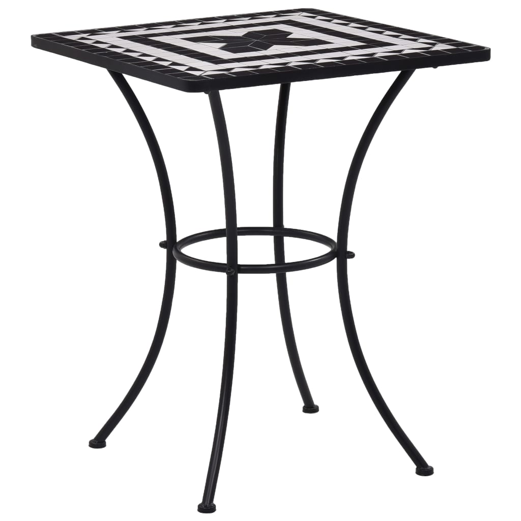 Set BistrÃ² 3 pz con Mosaico in Ceramica Nero e Bianco
