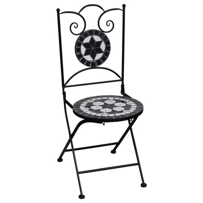 Set BistrÃ² 3 pz con Mosaico in Ceramica Nero e Bianco
