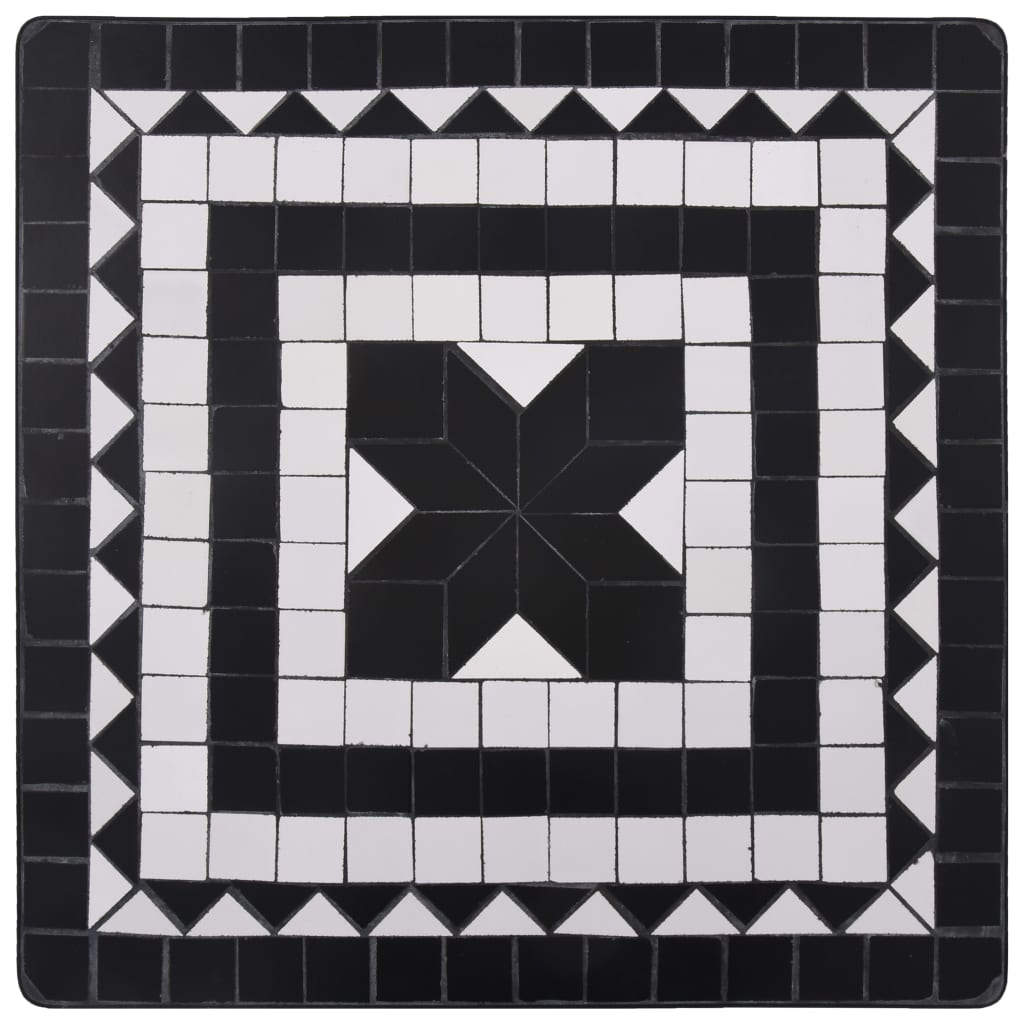 Set BistrÃ² 3 pz con Mosaico in Ceramica Nero e Bianco