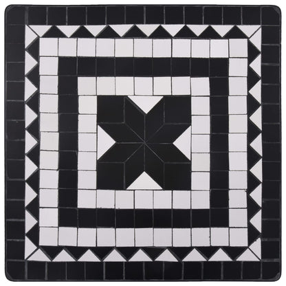 Set BistrÃ² 3 pz con Mosaico in Ceramica Nero e Bianco