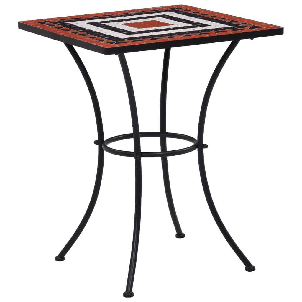 Set BistrÃ² 3 pz con Mosaico in Ceramica Terracotta e Bianco