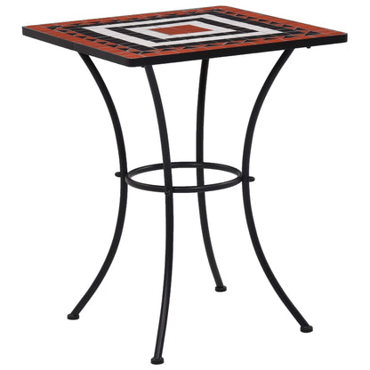 Set BistrÃ² 3 pz con Mosaico in Ceramica Terracotta e Bianco