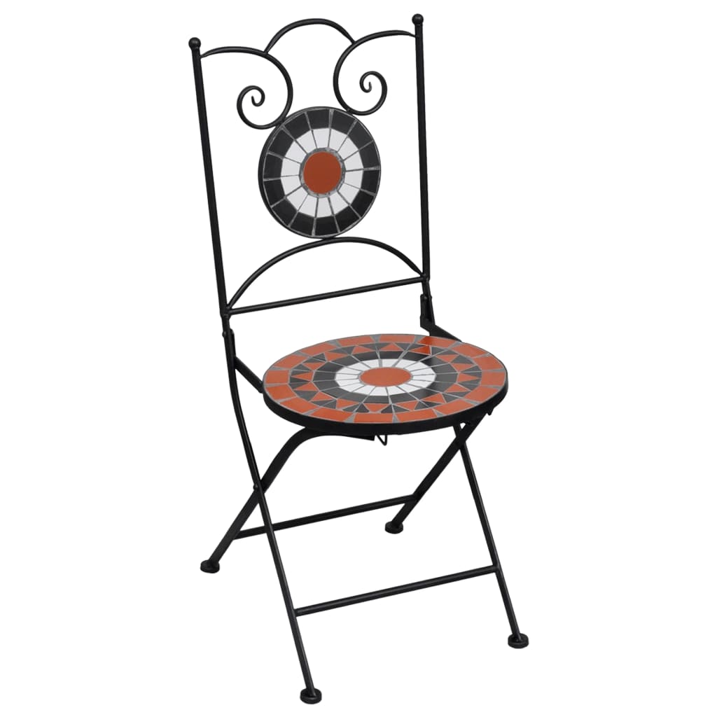 Set BistrÃ² 3 pz con Mosaico in Ceramica Terracotta e Bianco