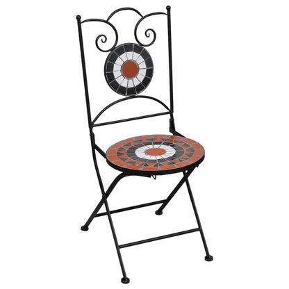 Set BistrÃ² 3 pz con Mosaico in Ceramica Terracotta e Bianco