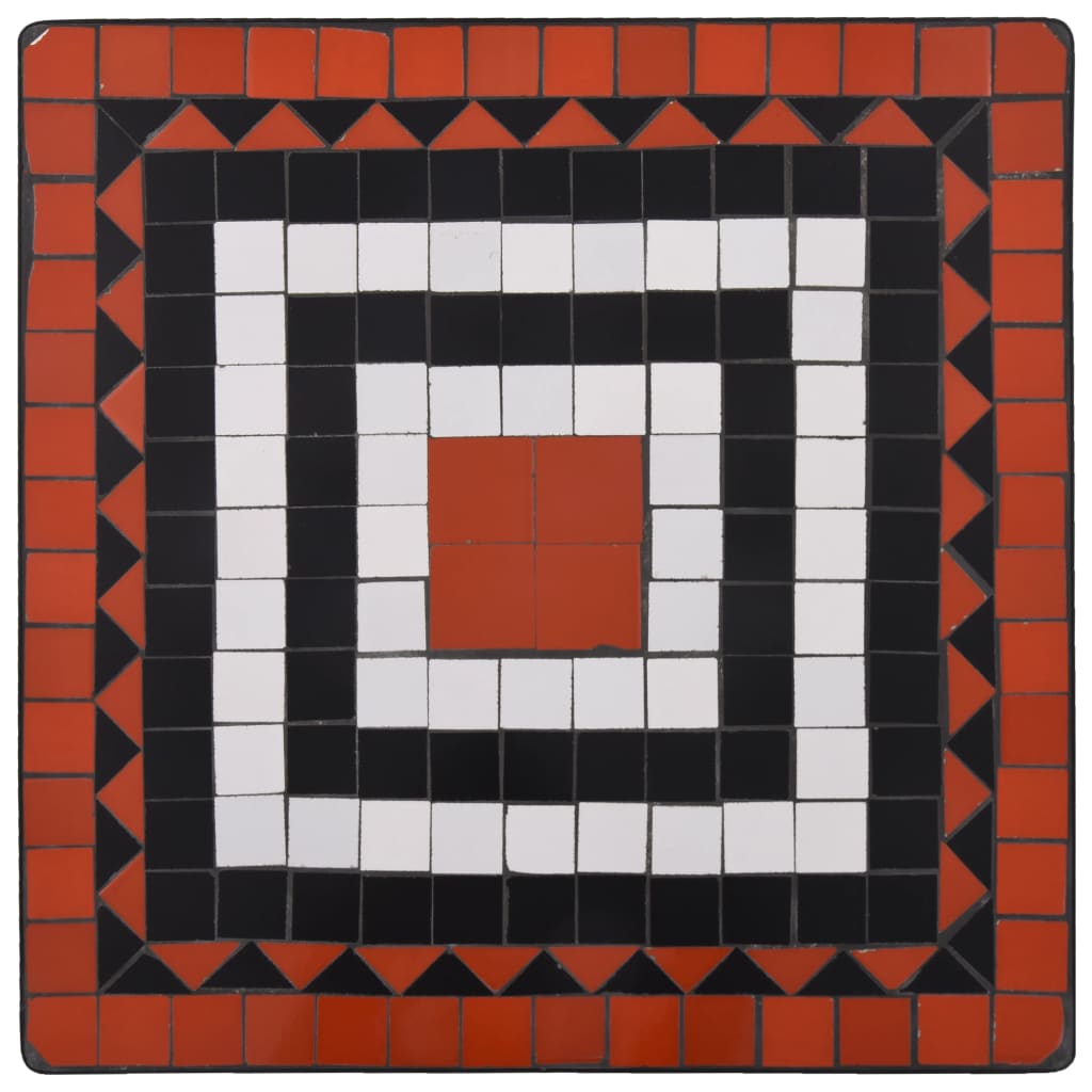 Set BistrÃ² 3 pz con Mosaico in Ceramica Terracotta e Bianco