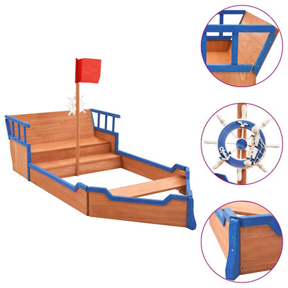 Sabbiera Nave dei Pirati in Legno di Abete 190x94,5x101 cm