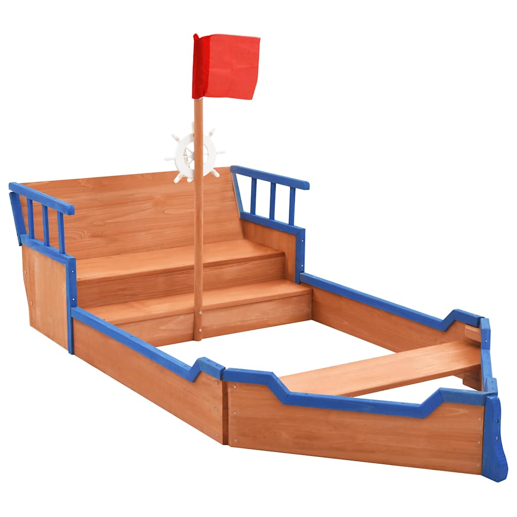 Sabbiera Nave dei Pirati in Legno di Abete 190x94,5x101 cm