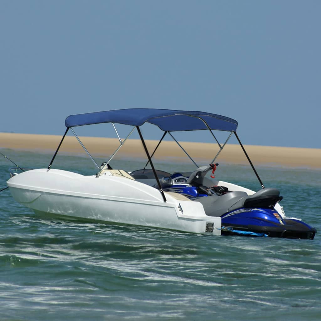 Bimini di Prua con Tendalino a 3 Archi Blu 183x160x137 cm