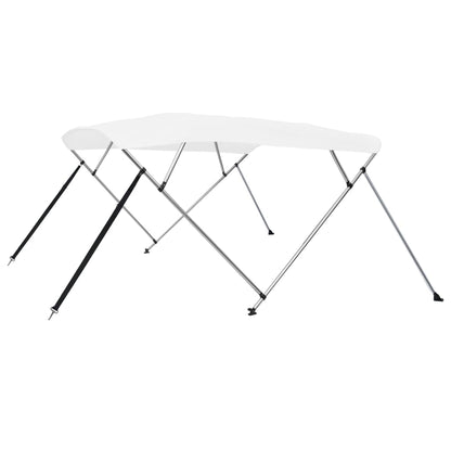 Bimini di Prua con Tendalino a 4 Archi Bianco 243x196x137 cm