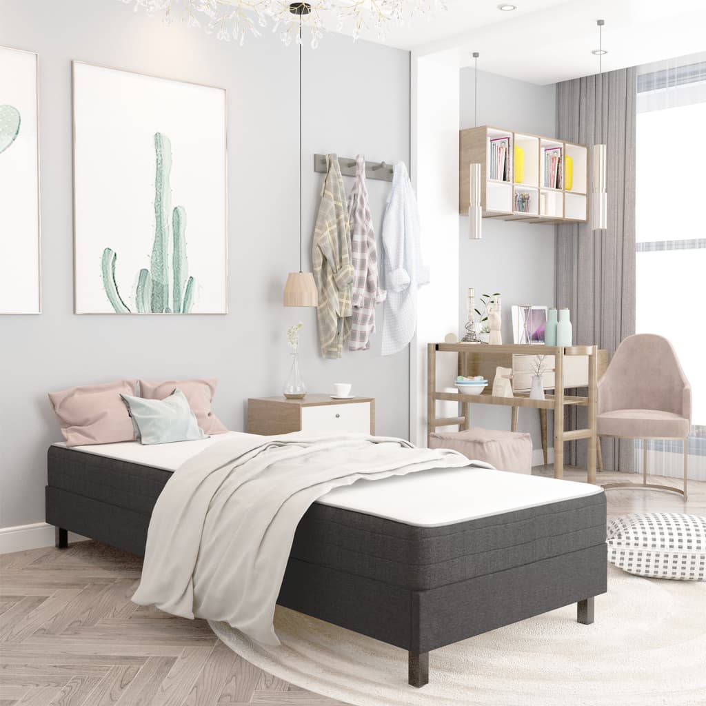 Letto a Molle Grigio in Tessuto 90x200 cm