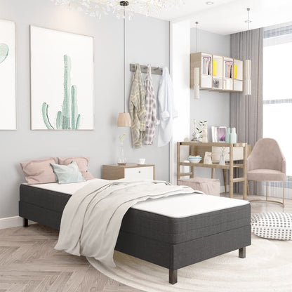 Letto a Molle Grigio in Tessuto 90x200 cm