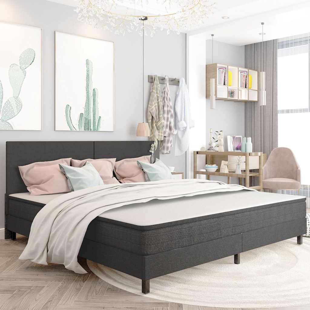 Letto a Molle Grigio in Tessuto 200x200 cm