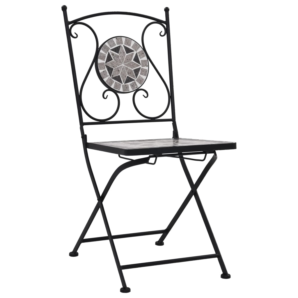 Set BistrÃƒÂ² 3 pz con Mosaico in Ceramica Grigio